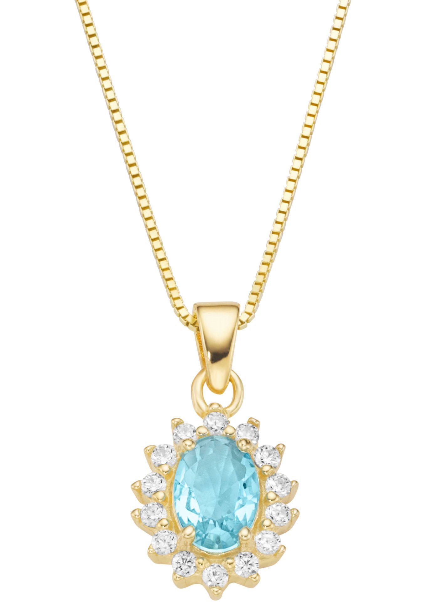 Firetti Kette mit Anhänger Schmuck Geschenk Silber 925 Halsschmuck Halskette Venezianer Blüte, mit Kristallstein, Zirkonia (synth)