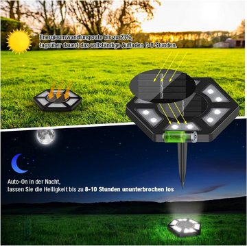 Zenoplige LED Solarleuchte 4er-Pack IP65-Gartenleuchten mit 12 LEDs für Außenbereiche, LED fest integriert, LED, IP67
