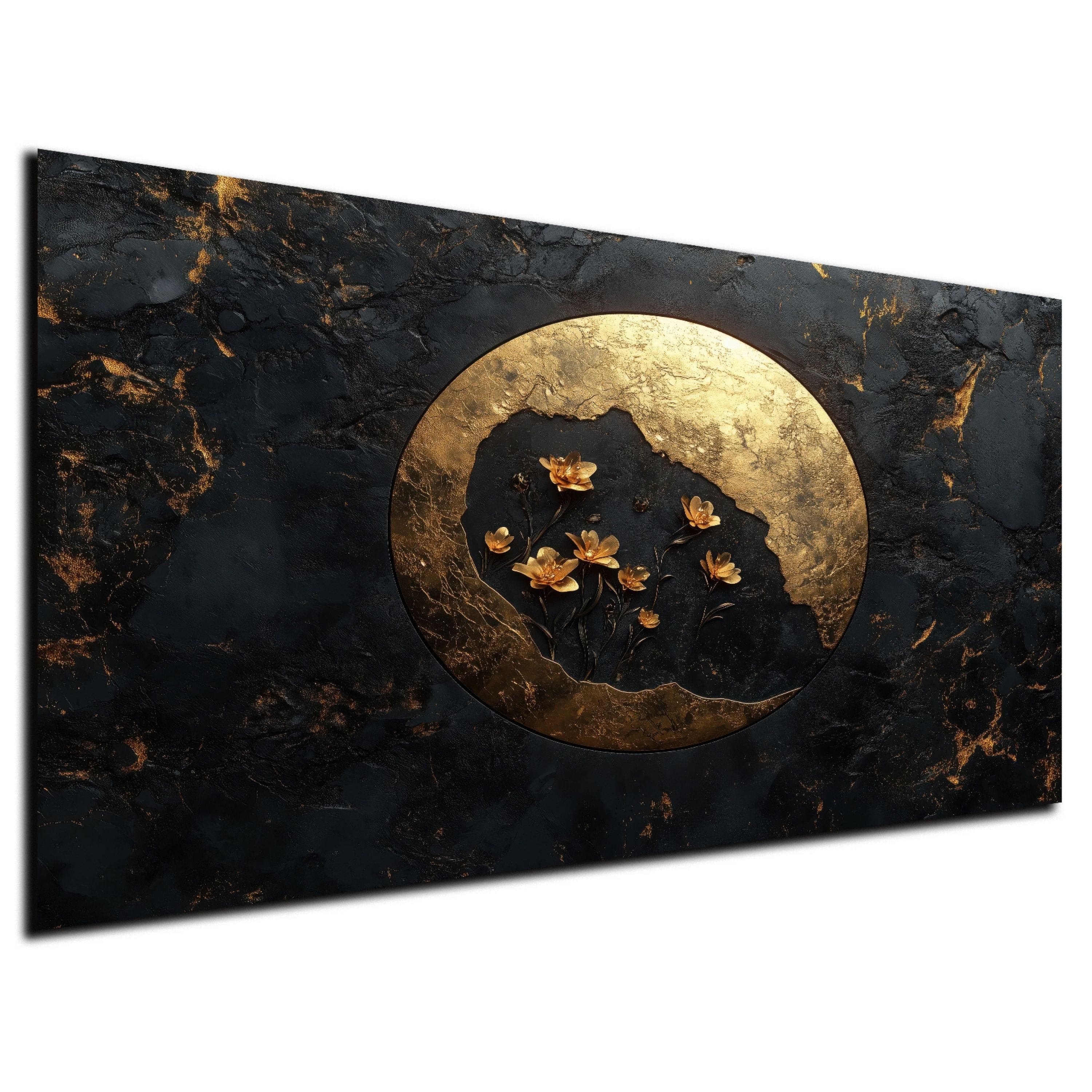 DARO Design Leinwandbild Modern Abstrakt Wandbilder XXL Wandbild Wand Deko Leinwand Bilder, (Goldene Erde - Bild groß Wohnzimmer Schlafzimmer Küche Esszimmer Einteilig Querformat Fotodruck Leinwände Wanddeko Abstrakte Kunst Boho), 30x20 cm