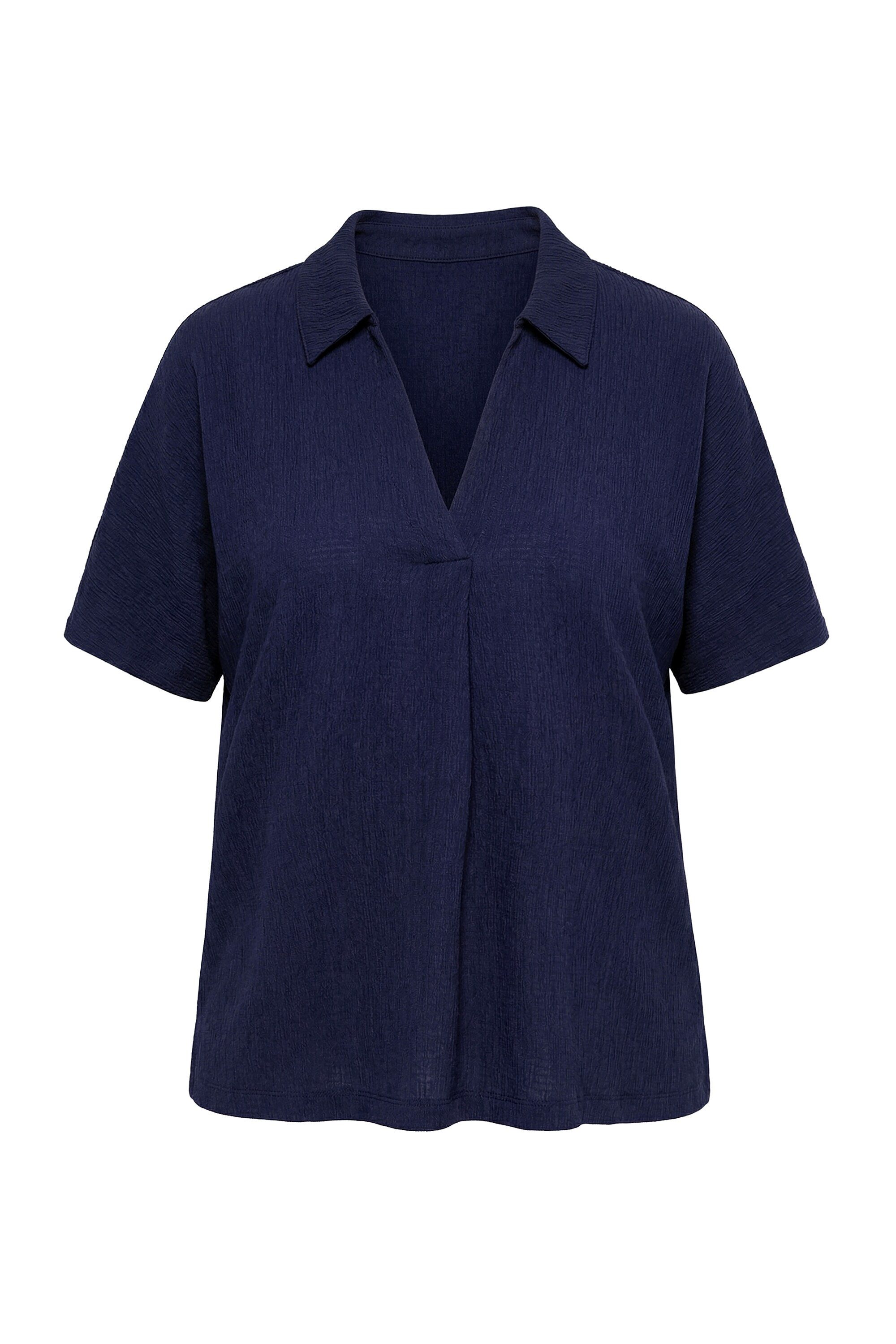 T-Shirt T-Shirt Rippjersey Wickeloptik V-Ausschnitt