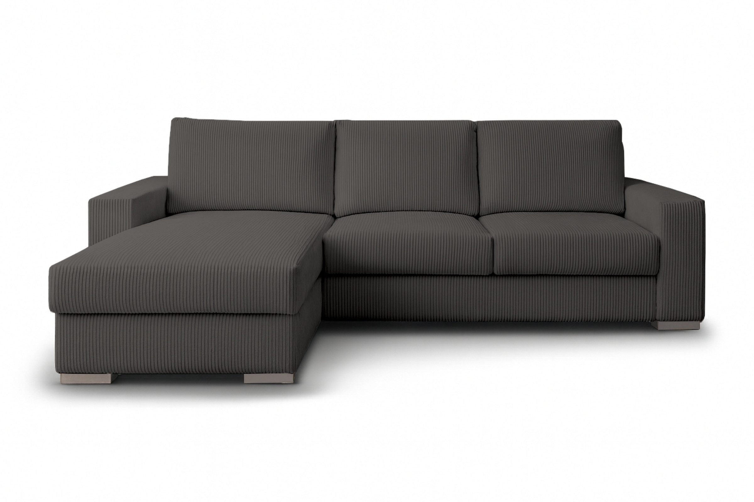 Deine Möbel 24 Ecksofa CORD - MINI 240 cm breit in Cord-Stoff Kuschelsofa, Ecksofa mit Ottomane 3 Teile, lose Rückenkissen waschbare Kissenbezüge Sofa in verschiedenen Farben
