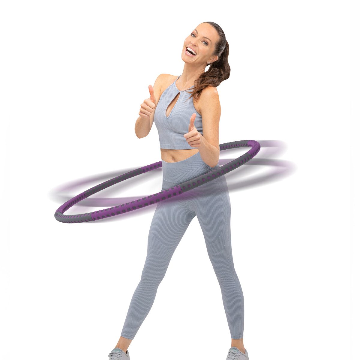 Miweba Sports Hula-Hoop-Reifen befüllbarer Hula Hoop Fitness Reifen 0,85kg für Erwachsene - 8-teilig (rostfrei, Fitness Training zuhause, Fitnessgerät, Workout, Sport, Training, 8-tlg., Ø 93 cm, Stahl, Schaumstoff-Überzug, Massagefunktion, zusammensteckbar), Bauchtrainer für Erwachsene zur Gewichtsreduktion und Massage