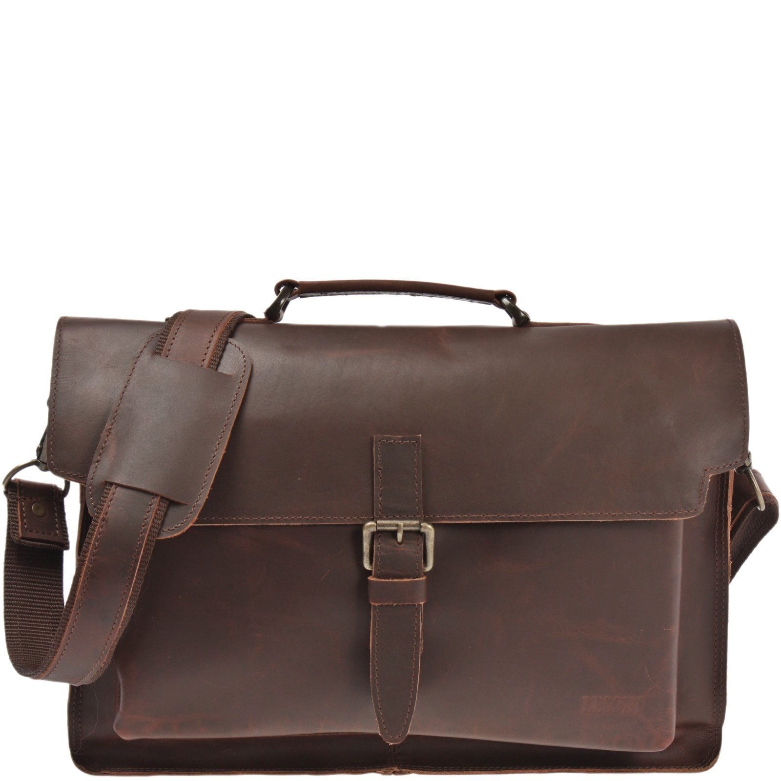 LECONI Aktentasche Aktentasche Businesstasche Messenger Bag Vintage Leder LE3008 braun