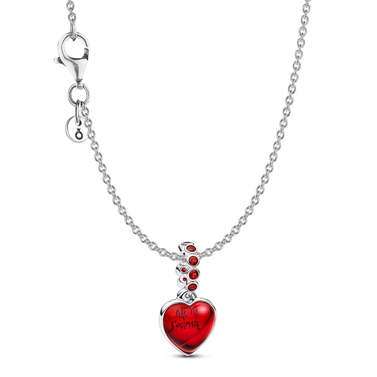 Pandora Herzkette 21528, für Damen-Kette Silber Geschenkset Rotes Muranoglas Herz