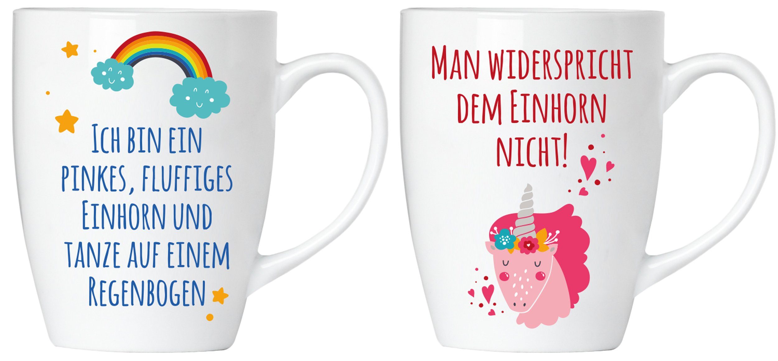 BRUBAKER Tasse Motivtassen "ICH BIN..." und "MAN WIDERSPRICHT...", 4-tlg., Keramik, 2x Kaffeebecher in Geschenkpackung mit Grußkarte - mit Spruch lustig