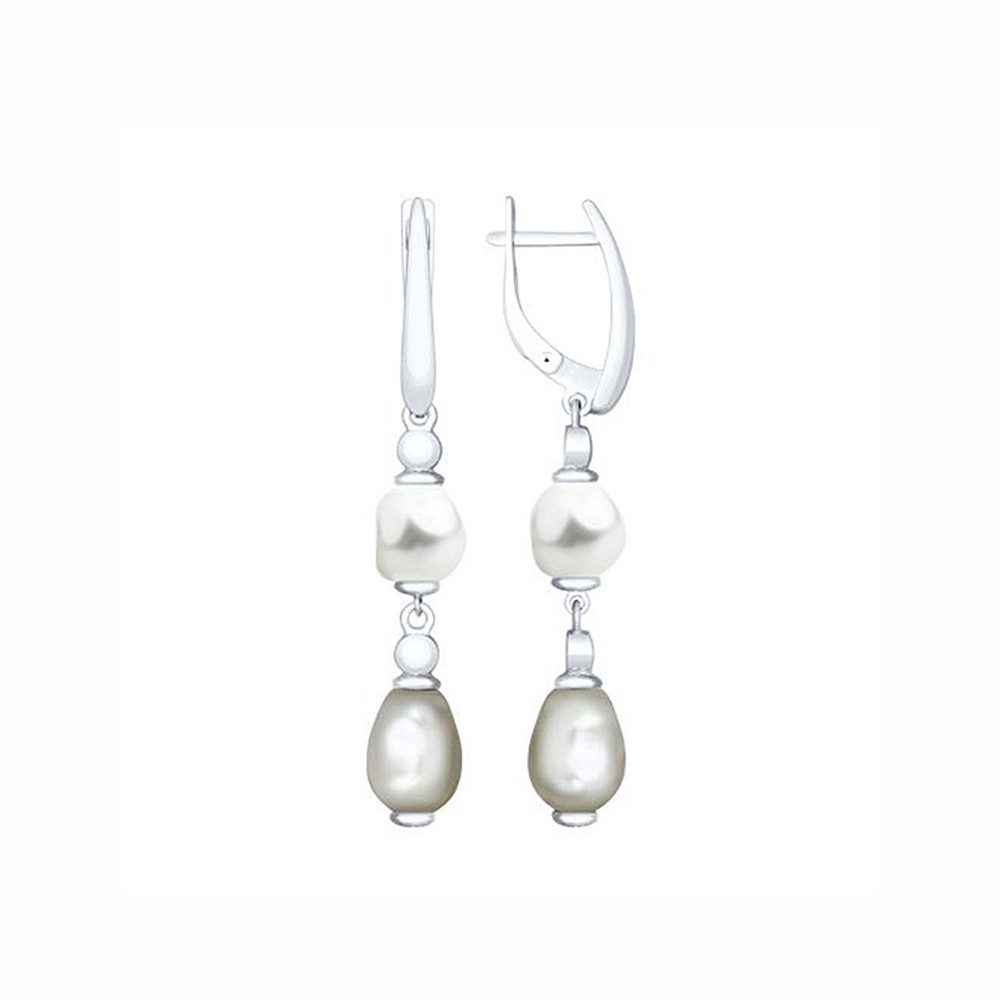 SOKOLOV Jewelry Paar Ohrhänger Ohrringe aus 925 Silber (Set, 2-tlg., mit Perle), Sterlingsilber Schmuck für Damen