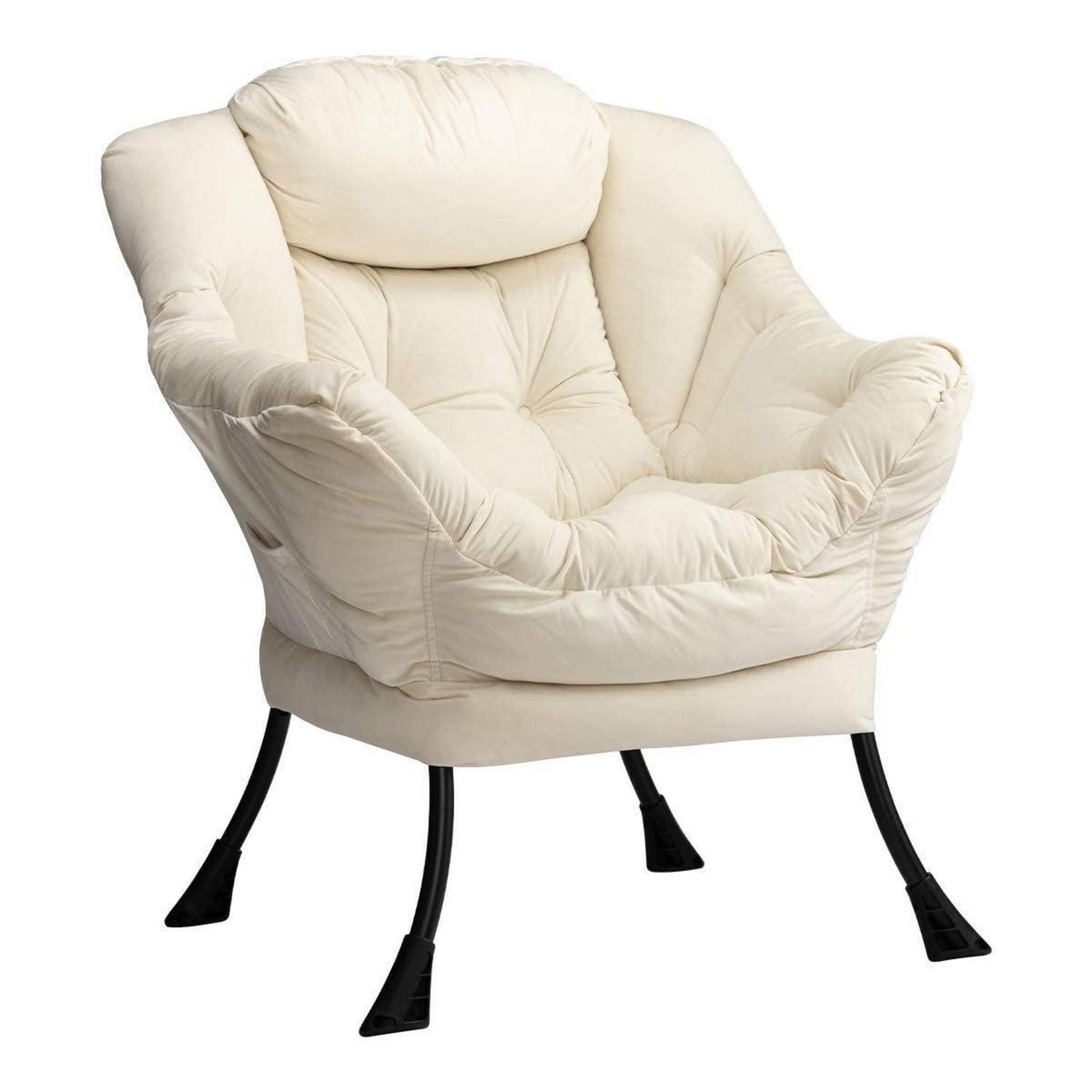 LuxusKollektion Ohrensessel Sessel Ohrensessel Relaxsessel Lesesessel Samt Stahlrahmen Beige (1-St)