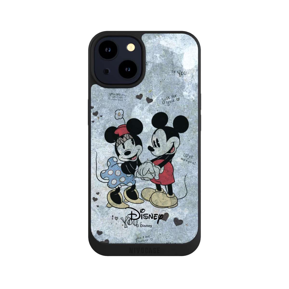 NIVOCASE Handyhülle Disney Vintage Mickey&Minnie In Love, Apple iPhone 14 Handyhülle Hülle NIVOpure Case Schwarz