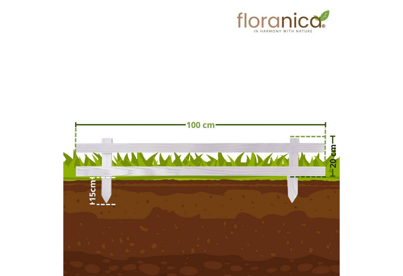 Thumbnail - Floranica Holzzaun, Kleiner Gartenzaun Mini Steckzaun Zierzaun, Vorgartenzaun Hofzaun Terrassenzaun Landschaftszaun