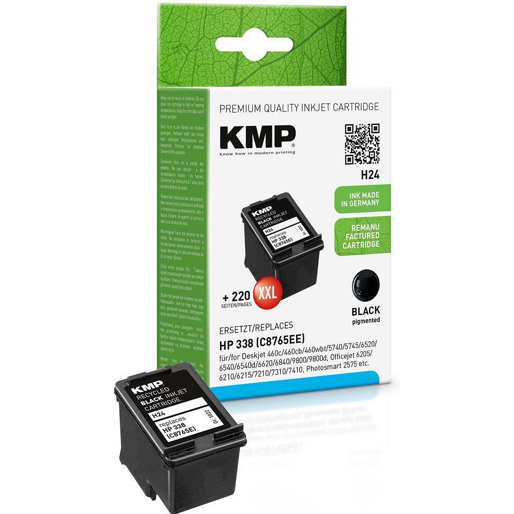 KMP 1 Tinte H24 ERSETZT HP 338 - black Tintenpatrone (1-tlg)