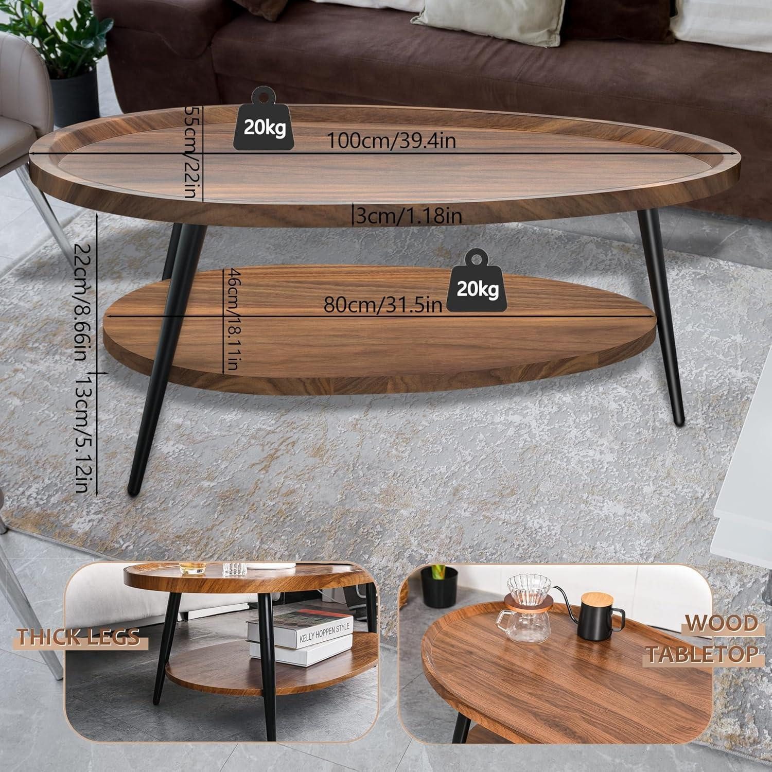 LuxusKollektion Couchtisch Couchtisch Oval Holz Wohnzimmer günstig online kaufen
