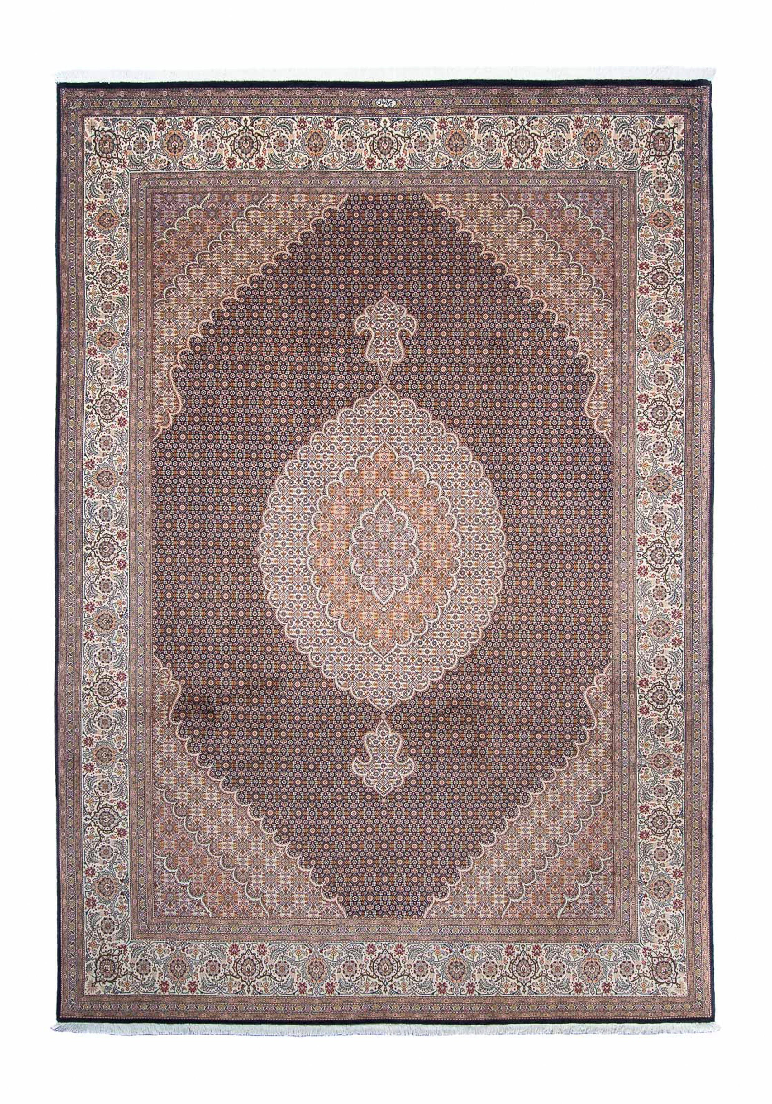 Orientteppich Perser Einzelstück rechteckig, Höhe: Zertifikat cm - 10 morgenland, mit Wohnzimmer, - x mm, Handgeknüpft, Täbriz dunkelblau, 295 - 205