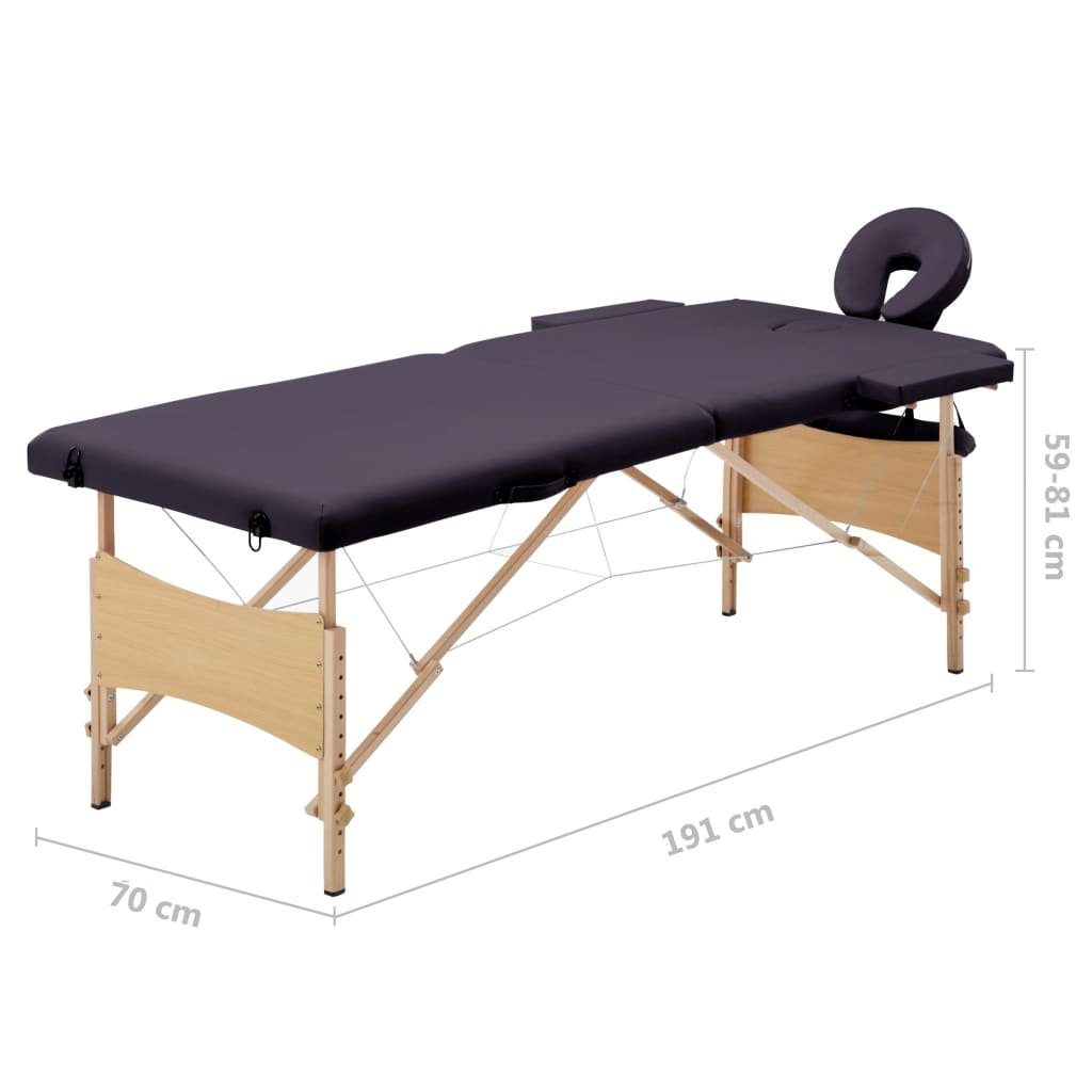 2-Zonen Massageliege Holzgestell mit Lila Klappbar vidaXL Massageliege