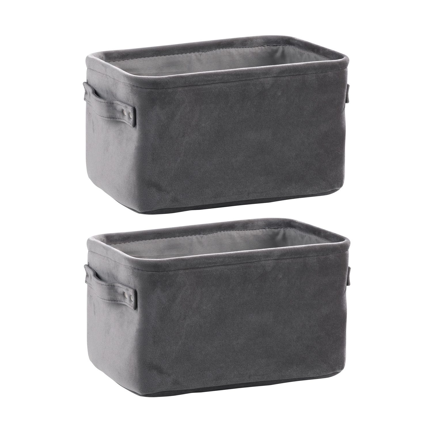 Home4You Aufbewahrungskorb, Grau, Samt, mit Tragegriffen, (2 St), B 30 x H 16 x T 21 cm