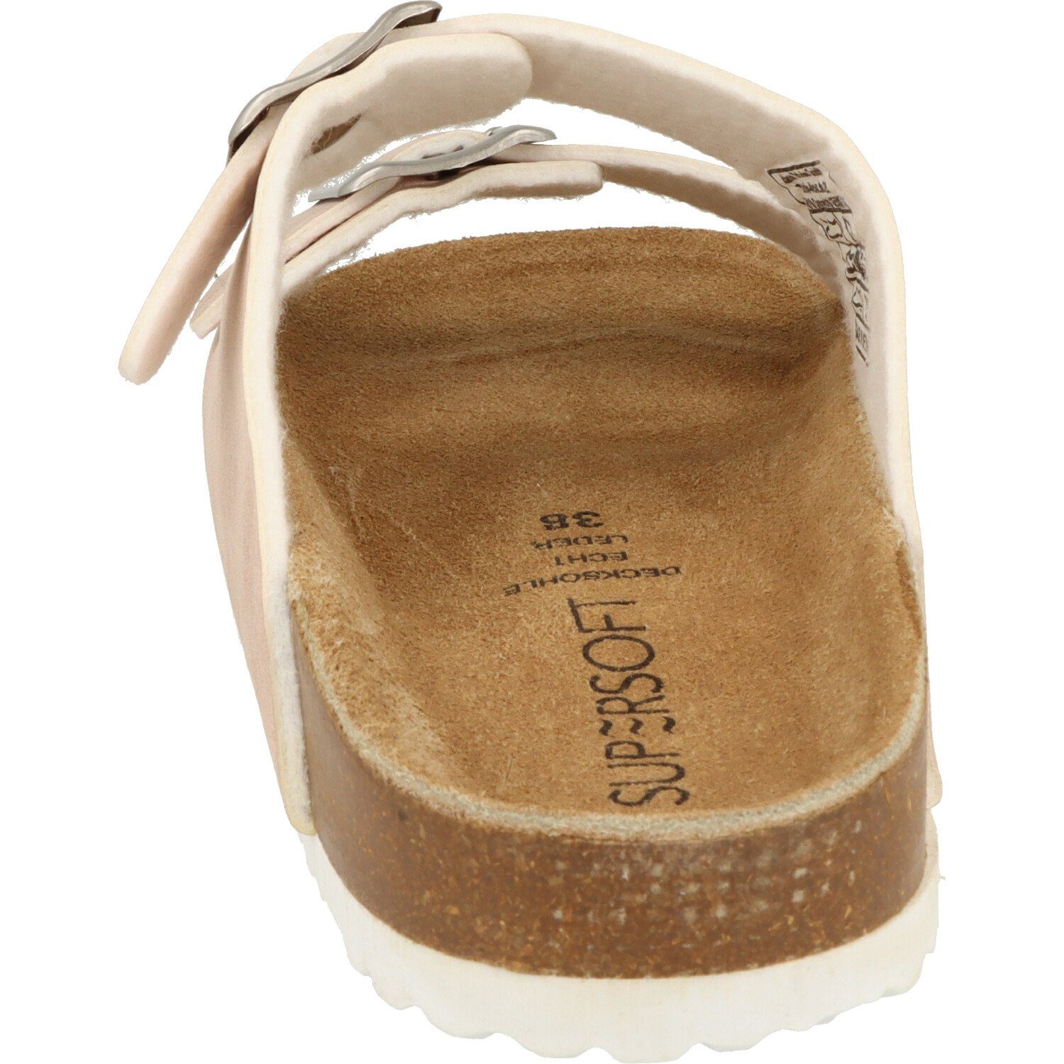verstellbare Komfort Sandale Schuhe SUPERSOFT Schnallen Damen Pantolette 274-616 Lederfußbett