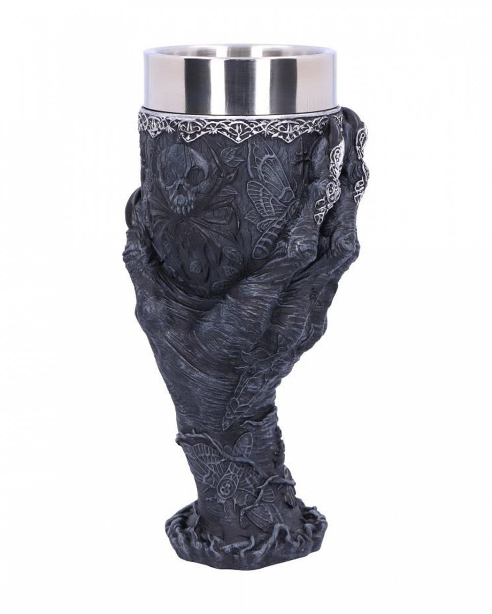 Dekofigur Schwarzer Baphomet Kelch mit Greifhand