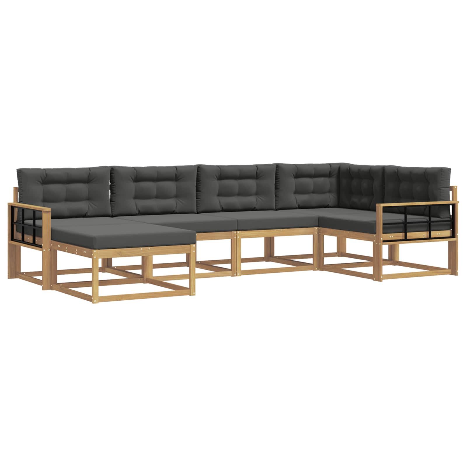 vidaXL Gartenlounge-Set Outdoor-Sofagarnitur 5 stk. Weiß und Anthrazit Polyester, (5-tlg)