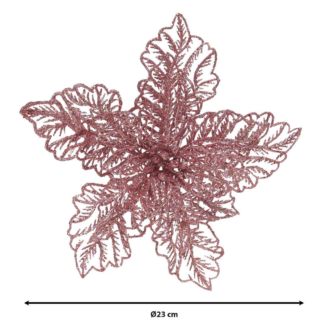 Decoris season decorations Weihnachtsbaumklammer, rosa Weihnachtsstern 23cm Clip - Blume auf Kunststoff