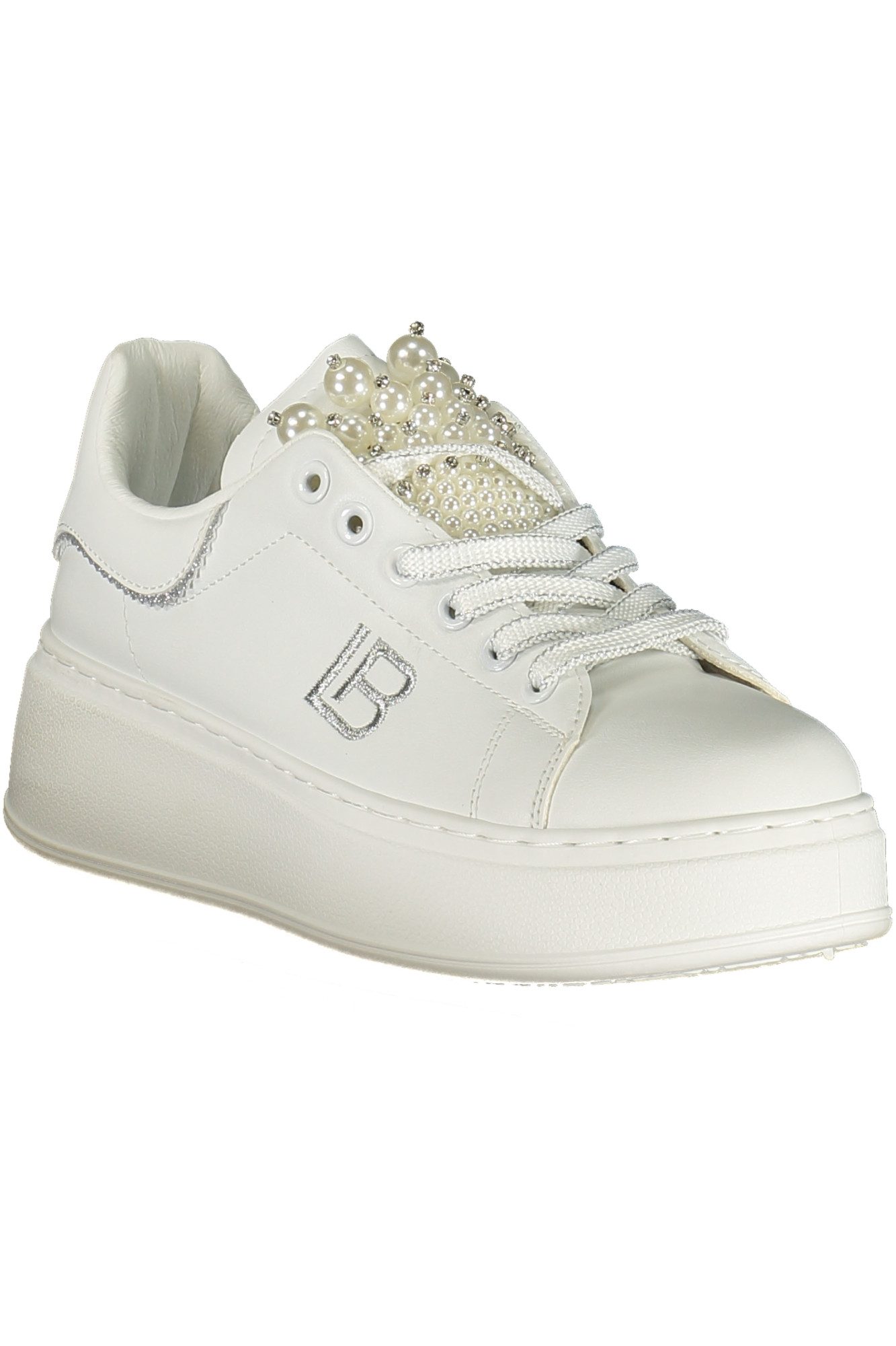Laura Biagiotti Sneaker Eleganter Damensportschuh in Weiß mit Perlen und günstig online kaufen