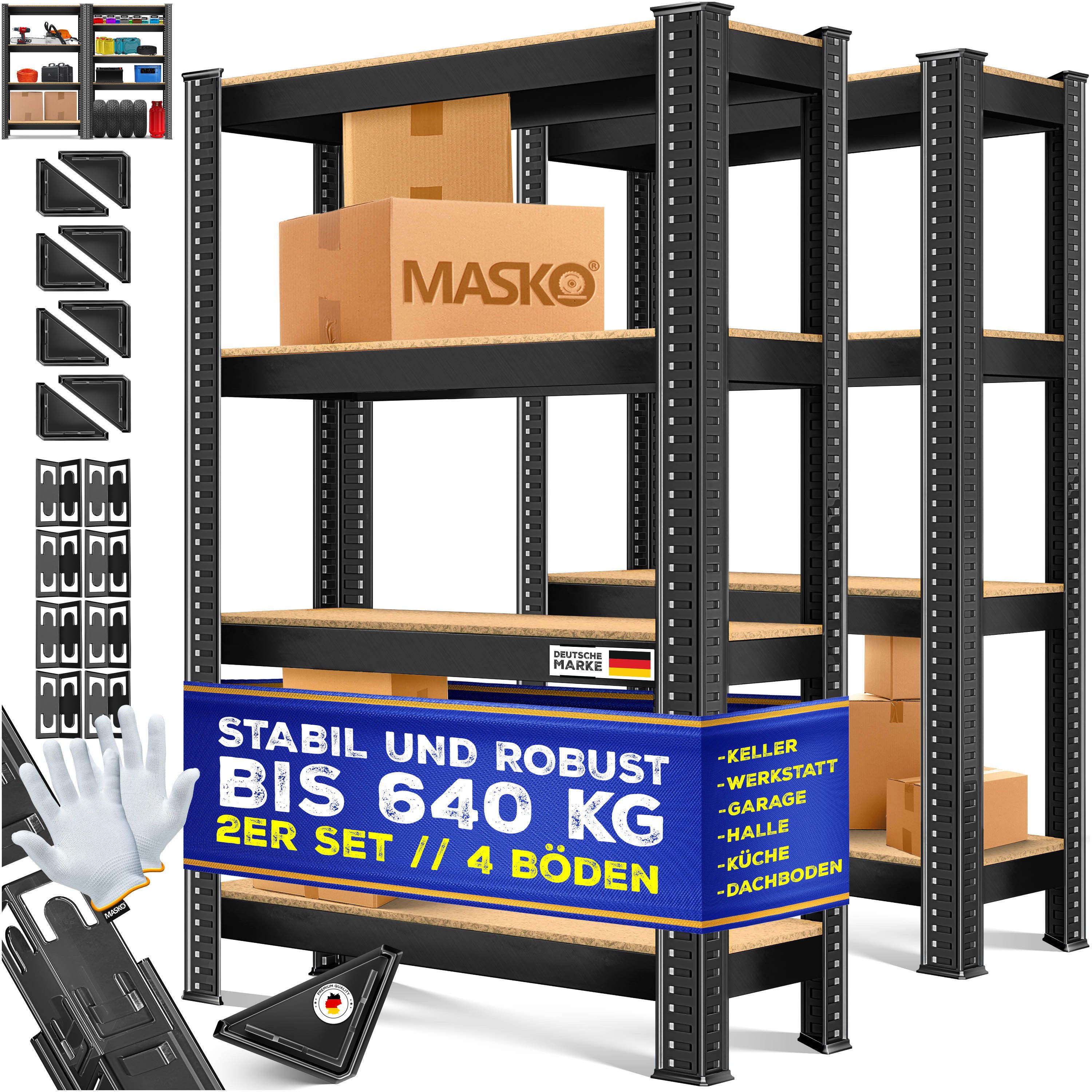 MASKO Schwerlastregal, 2er-Set Lagerregal Schwerlastregal, Kellerregal günstig online kaufen