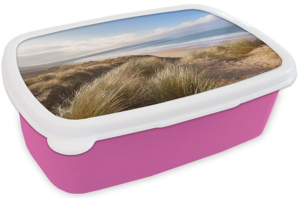 Brotbox rosa Strand für Kunststoff MuchoWow Mädchen, Lunchbox Snackbox, Düne Natur, Kinder, Erwachsene, (2-tlg), Kunststoff, - Brotdose -