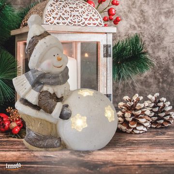 NATIV Garten Weihnachtsfigur Weihnachtsdeko für außen, Schneemann mit LED