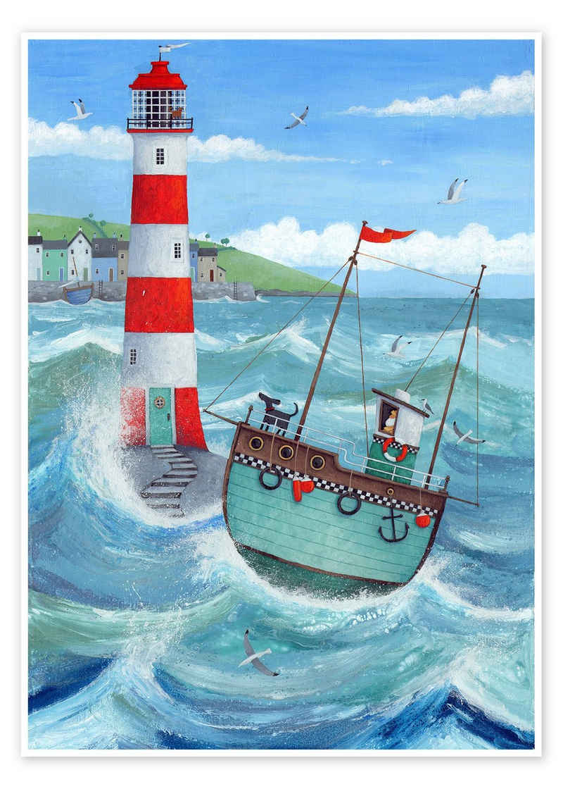 Posterlounge Poster Peter Adderley, Leuchtturm, Badezimmer Maritim Illustration