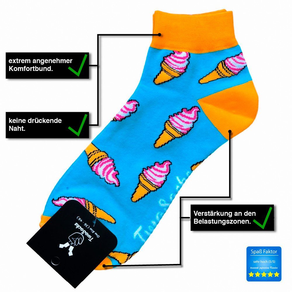 TwoSocks Sneakersocken Lustige Sneaker Socken Damen & Herren aus Baumwolle, Einheitsgröße