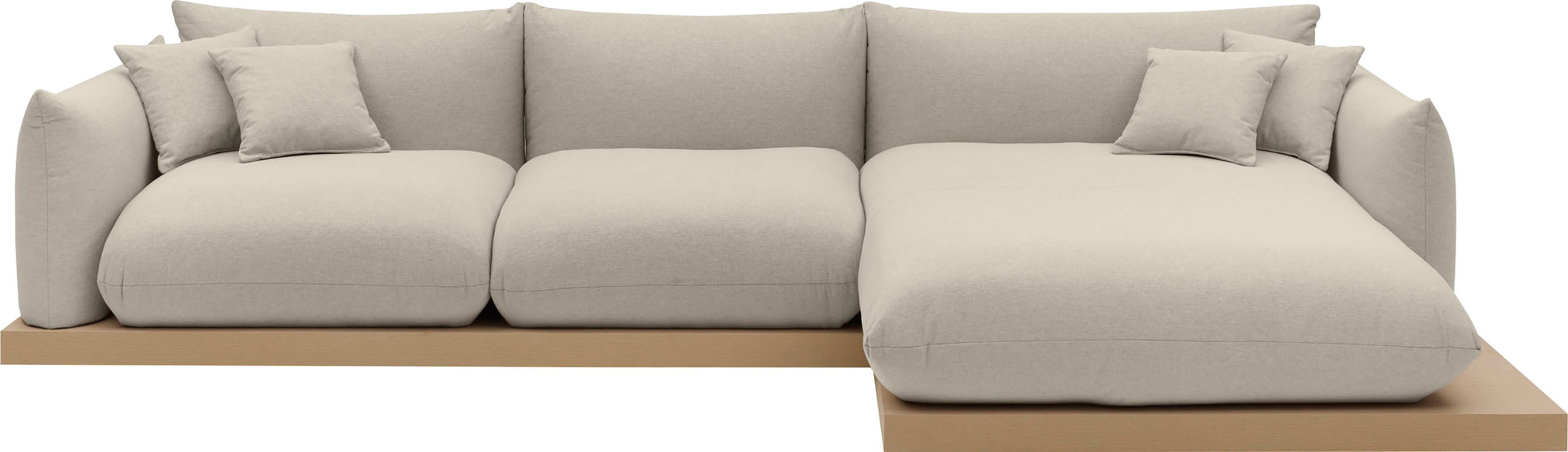 OTTO home Ecksofa Kalix, Polsterecke mit kräftigem Holz-Plateau, moderne Co günstig online kaufen
