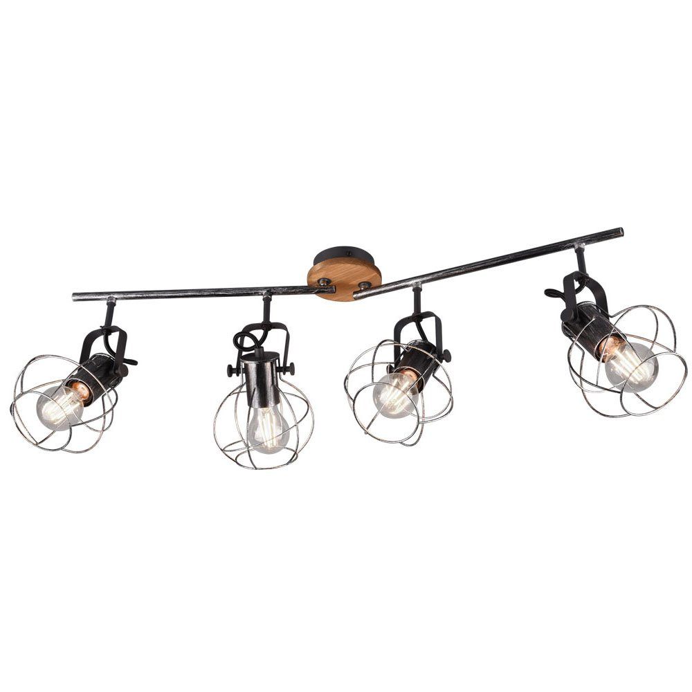 Lampe LED etc-shop Decken inklusive, Strahler verstellbar Vintage Deckenspot, Warmweiß, Leuchte Leuchtmittel im Spots antik Holz