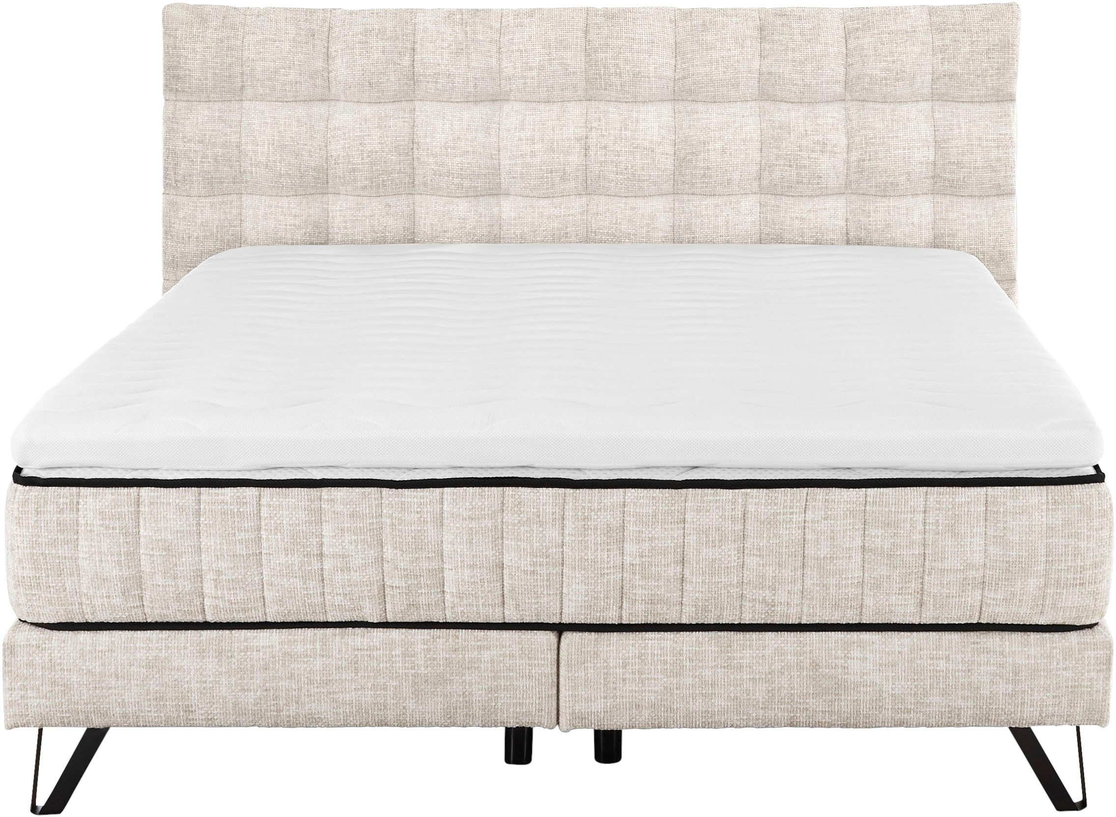 set one by Musterring Boxspringbett Baldwin, mit Duo-Matratze, Kopfteil mit quadratischer Steppung, 180 x 200 cm