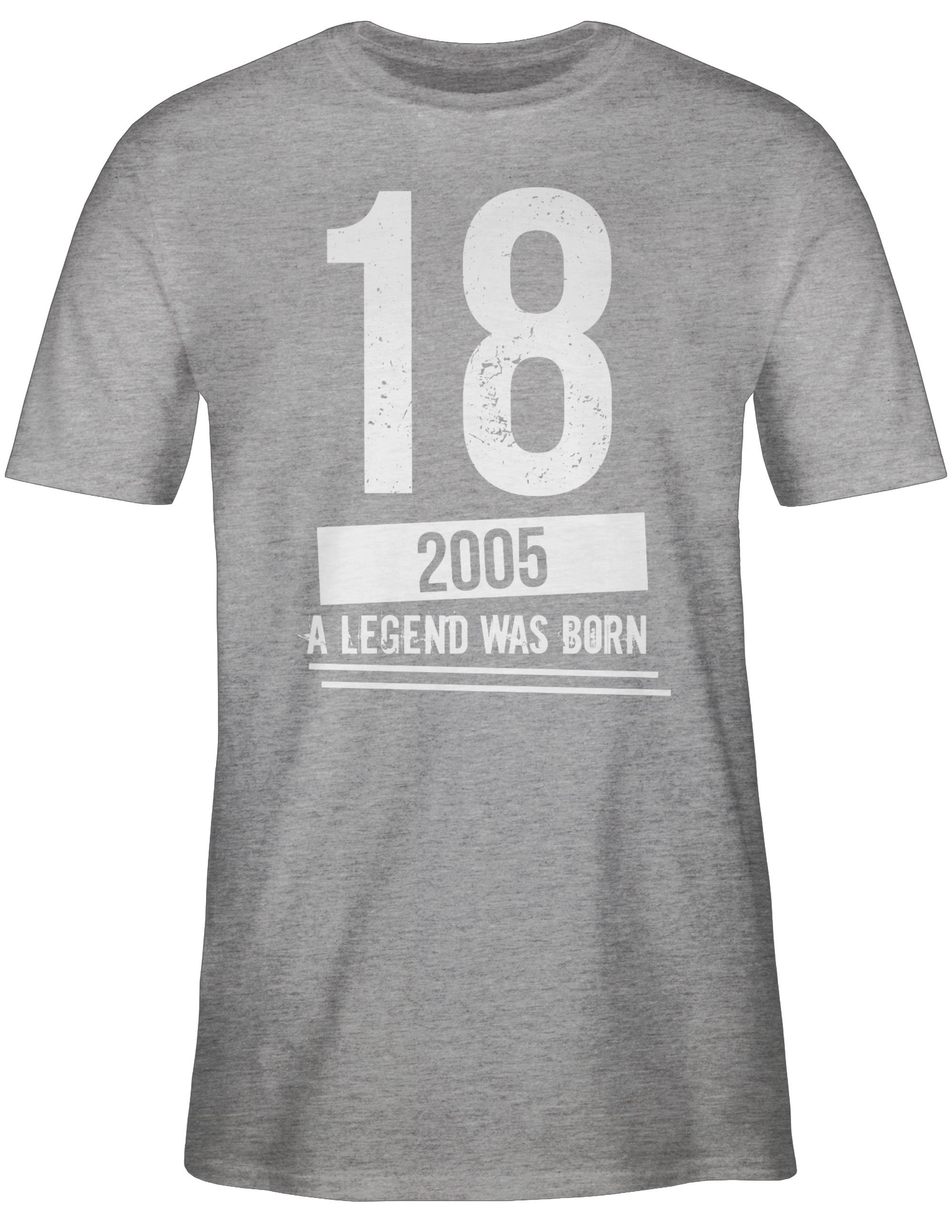Shirtracer T-Shirt Achtzehnter Geburtstag Geburtstag Grau 18. 03 meliert 2005