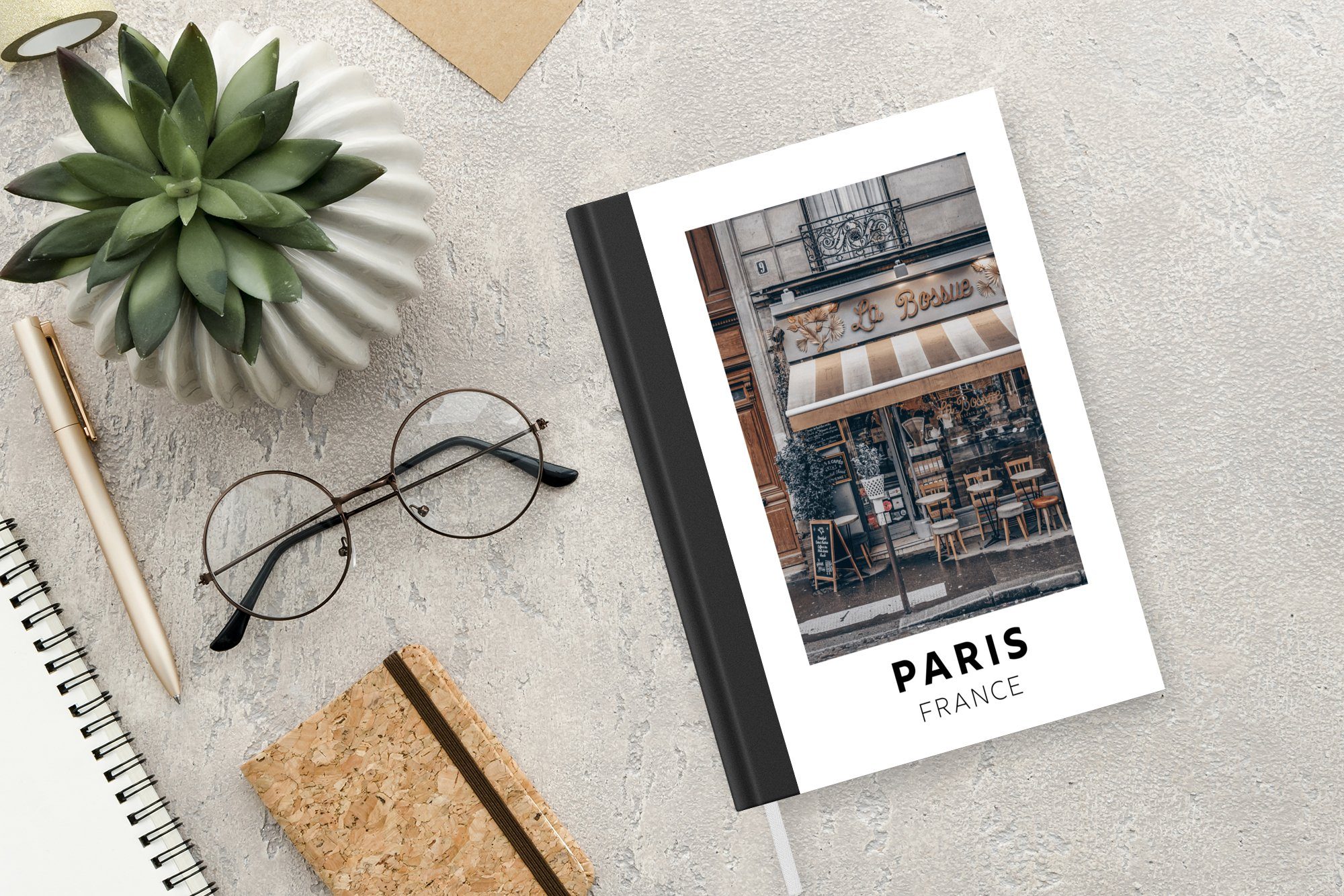 Journal, Notizbuch Seiten, Paris 98 Notizheft, Tagebuch, - Merkzettel, Cafe, Frankreich - A5, MuchoWow Haushaltsbuch