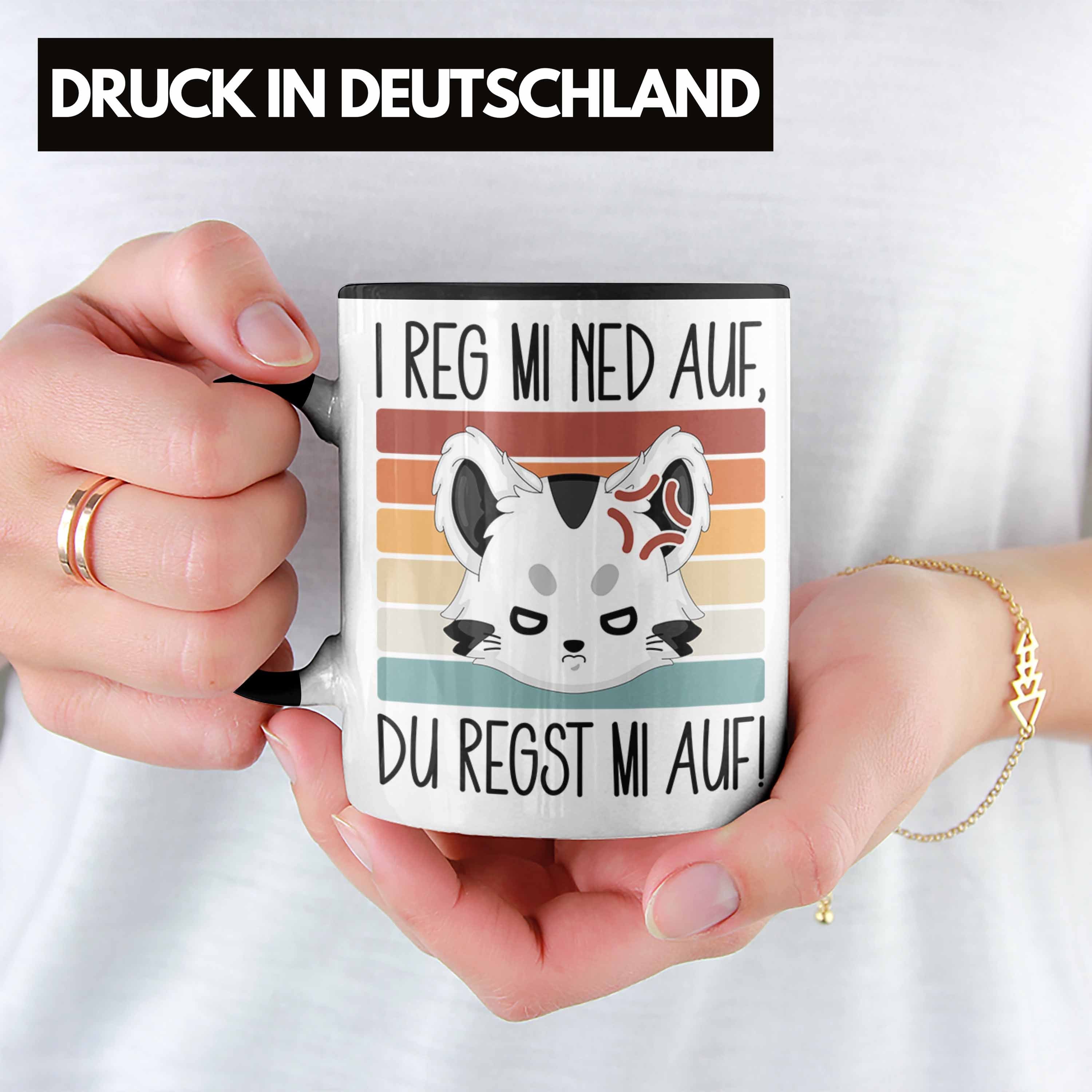 Reg Trendation Mi Auf Geschenkid Auf Mi Ned Tasse Schwarz Tasse Katzen I Du Kaffee-Becher Regst