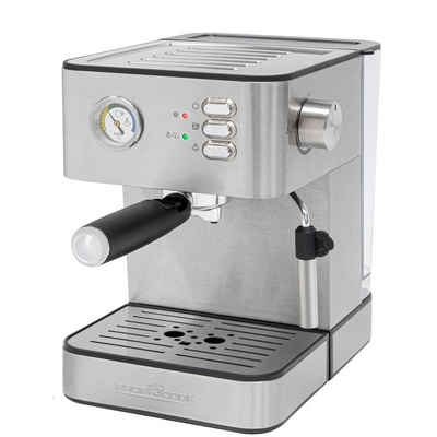 ProfiCook Espressomaschine PC-ES 1209, Alu-Druckguss-Siebträger, Profi-Espressopumpe, Aufschäumfunktion