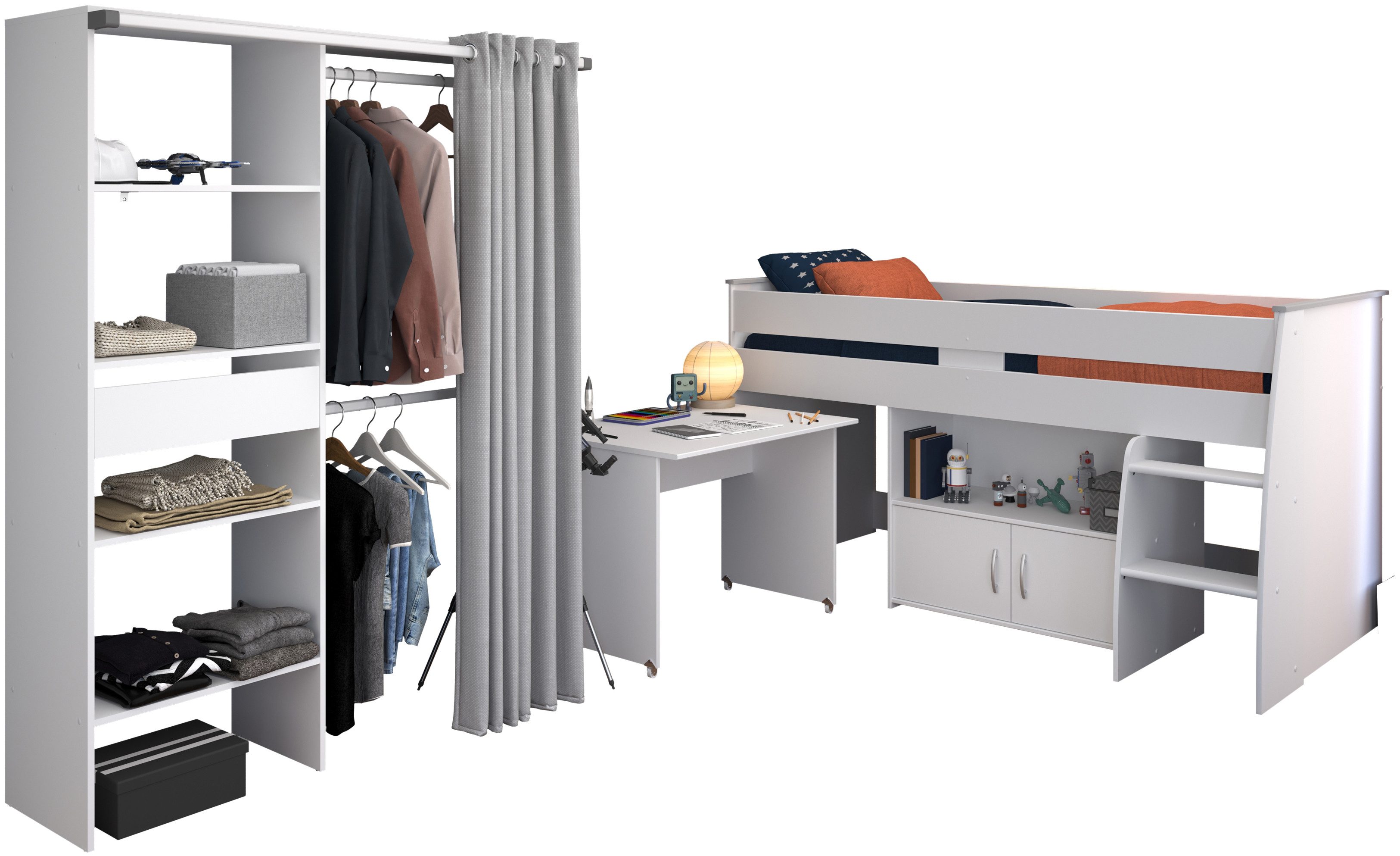 Parisot Jugendzimmer-Set Parisot Reverse 22, (Set, 2-tlg), Schreibtisch ausziehbar-belüftete Spanplatte als Lattenrost verwendbar