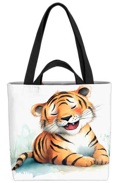 VOID Henkeltasche (1-tlg), Happy Tiger Dschungel Kinder Dschungel Kind Safari tiger katze plüsch