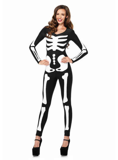 Leg Avenue Kostüm Skelett Halloweenkostüm für Damen, Mit Glowing-in-the-Dark-Effekt
