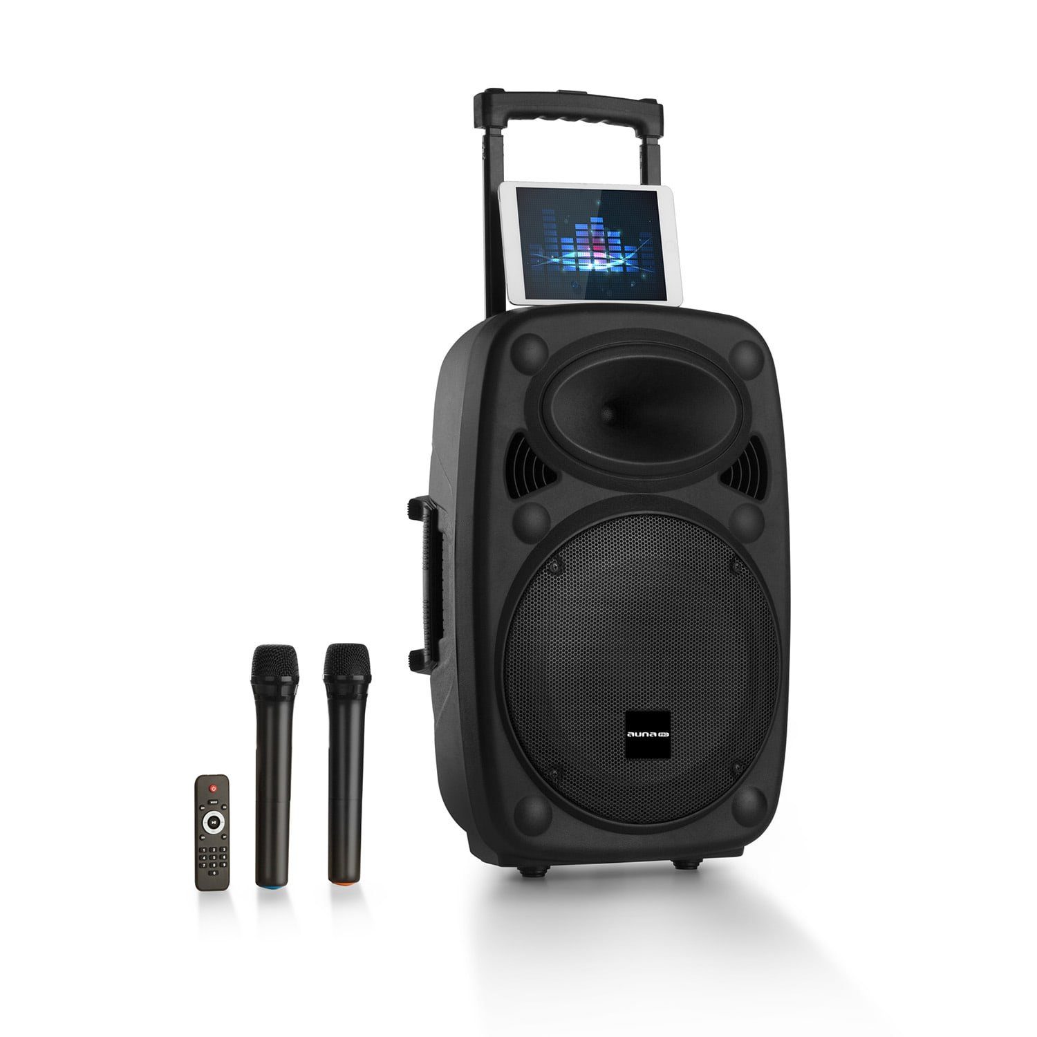 2x PA Mikrofon Komplettset (40 12 mit Anlage Portable-Lautsprecher Karaoke W, Auna Streetstar Maschine Bluetooth)