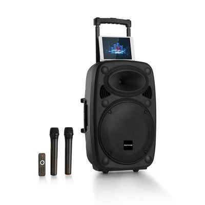 Auna Streetstar 2.0 12 Mobile PA-Anlage 12" Subwoofer Trolley Display BT USB/SD/MP3 Line-Out AUX 2xUHF-Funkmikrofon Fernbedienung 800 Wmax. Portable-Lautsprecher (Bluetooth, 800 W, PA Anlage Komplettset mit 2x Mikrofon Karaoke Maschine Bluetooth)