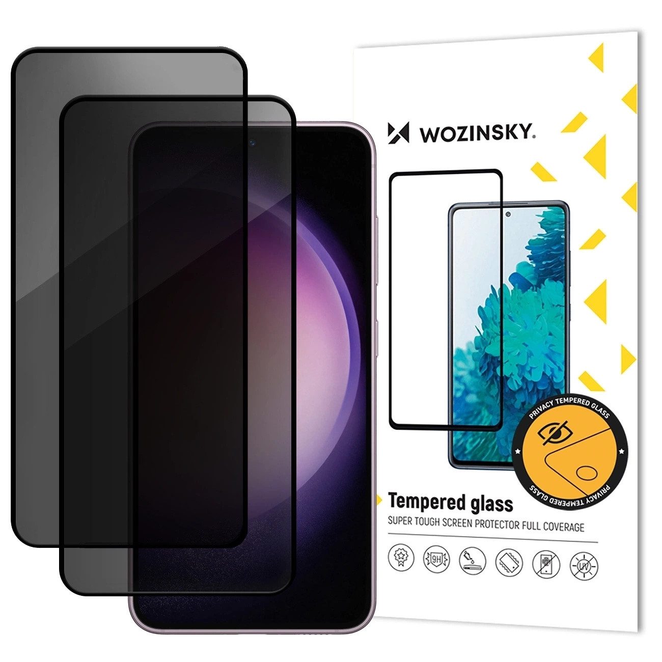 Wozinsky Displayschutzglas Privacy Glass 2 x gehärtetes Glas für Samsung Galaxy A57 für Samsung Galaxy A57, Mehrpackung, Displayschutz mit integriertem Sichtschutzfilter