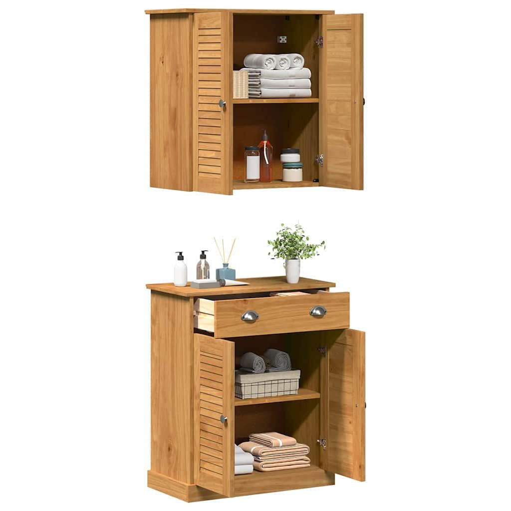 vidaXL Badezimmerspiegelschrank Badezimmermöbel-Set VIGO 2 Stk. Braun und Honigbraun (2-St)