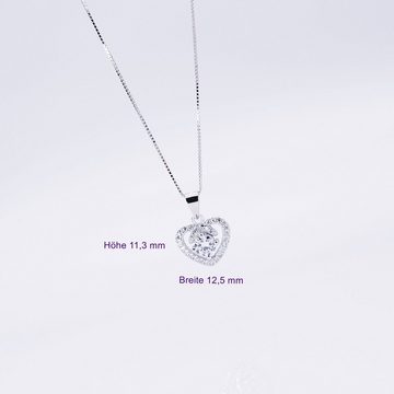 ELLAWIL Herzkette Silberkette mit Herz Anhänger Herzkette Halskette Mädchen (Kettenlänge 45 cm, Sterling Silber 925), inklusive Geschenkschachtel