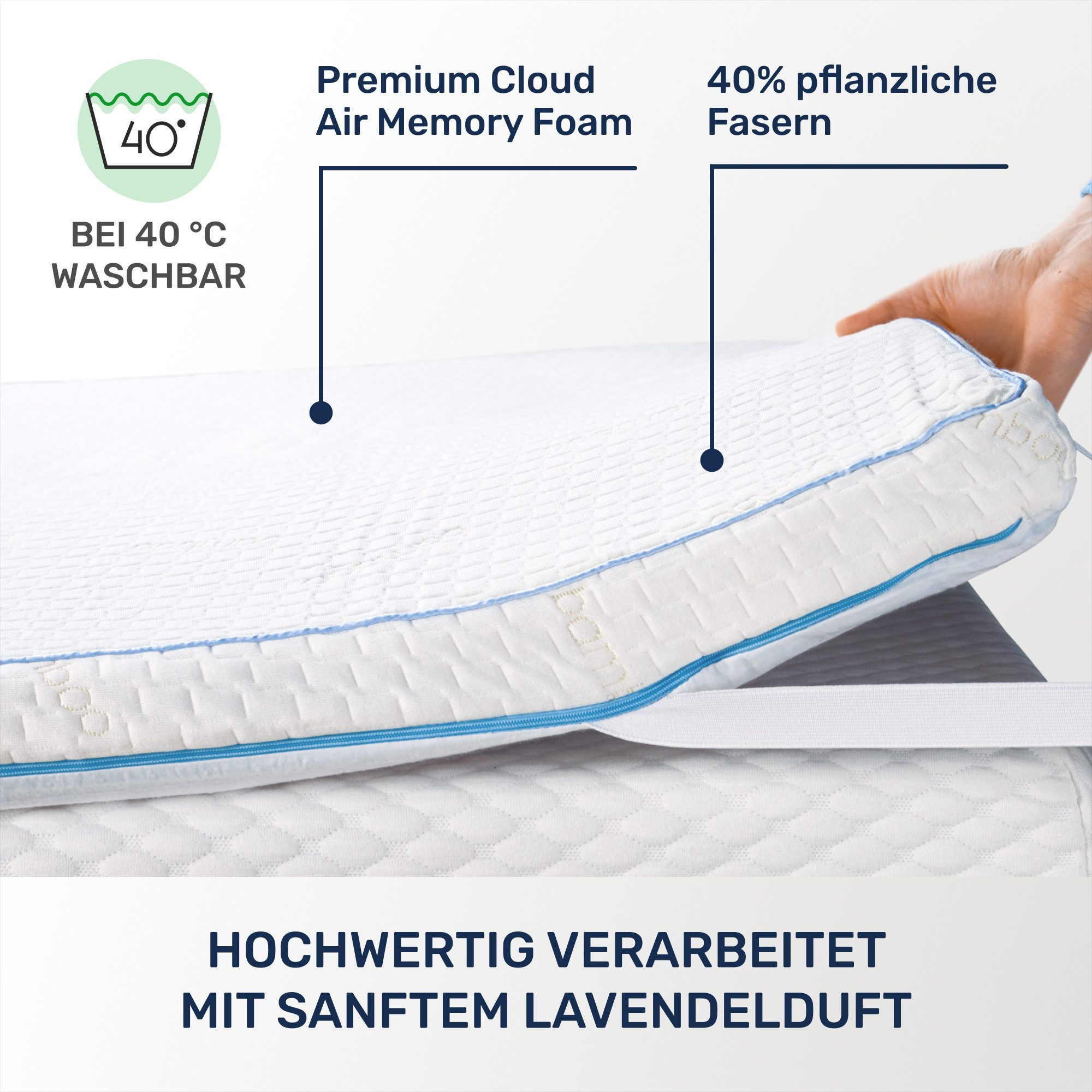 Dailydream, Topper Edition Lavendel, Memory Foam, H 1/2, Druckentlastend, Rutschfest & geruchsneutral