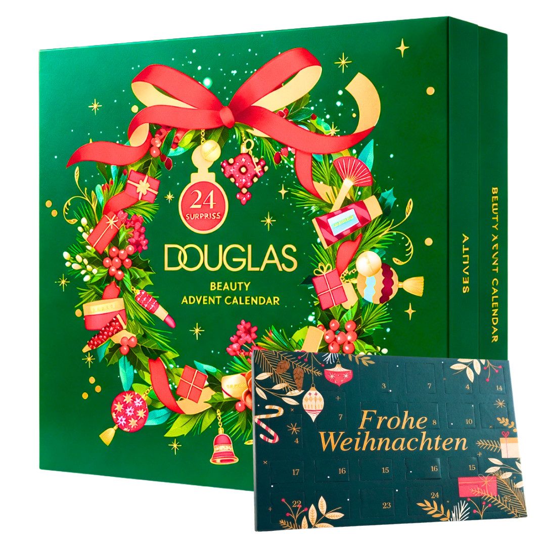 Douglas Kosmetik-Adventskalender Beauty 2026 + DOUG Tisch Adventskalender 2er set Pflege Damen Frauen (Set, 48-tlg), 48 tlg - 24 Beautyprodukte + 24 Schokolade Advent kalender - Mädchen