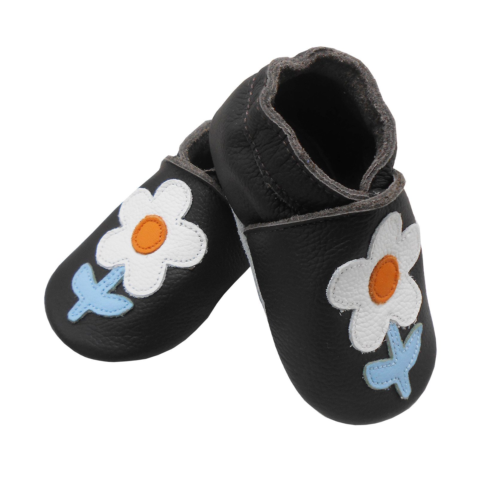 Bemesu Weiche Leder Krabbelschuhe Baby Lauflernschuh Lederpuschen Blumen Krabbelschuh (Rutschfest) 100 % echtes Leder
