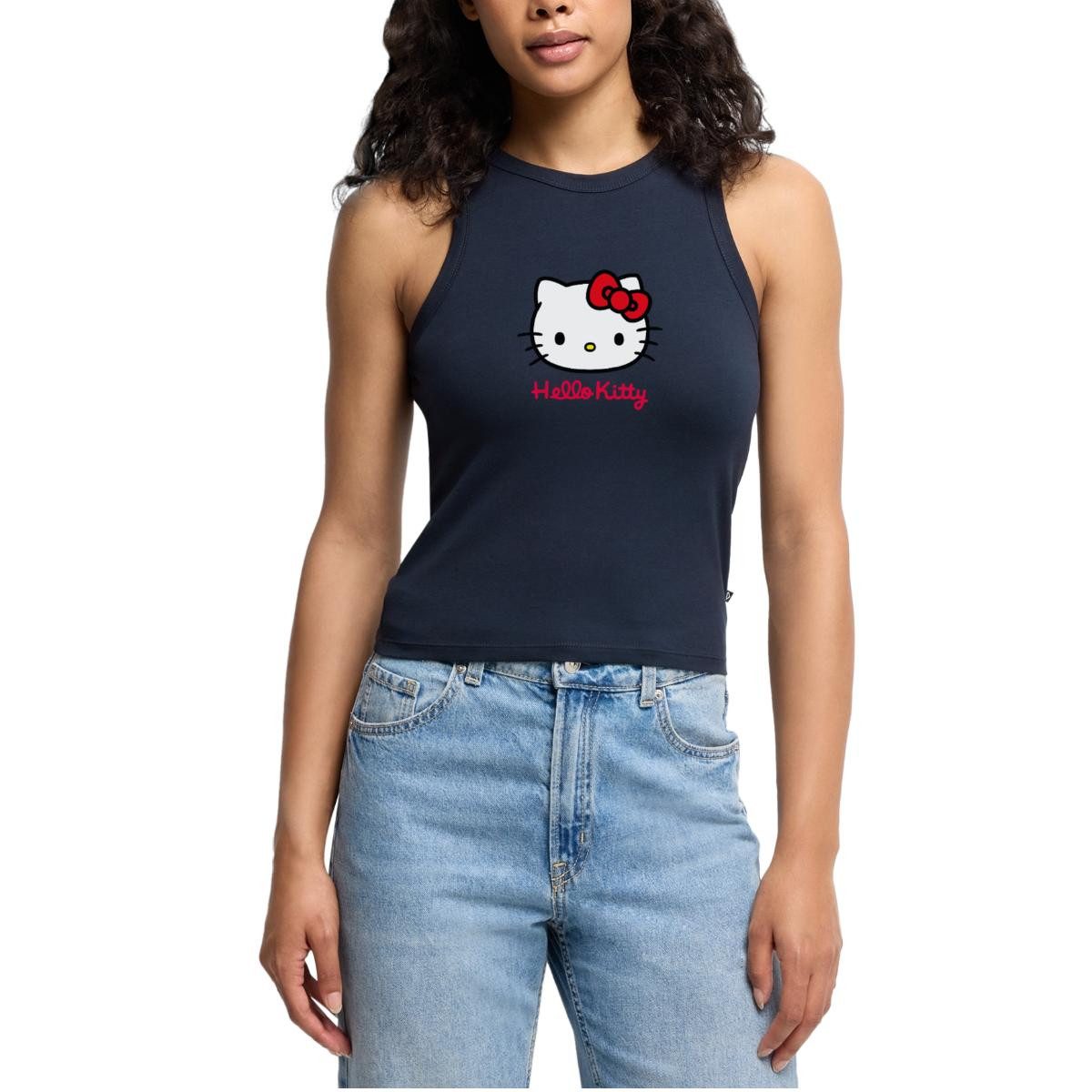 T-Shirt Hello Kitty Klassisch Mit Schriftzug Cropped Frauen Organic Tank Top