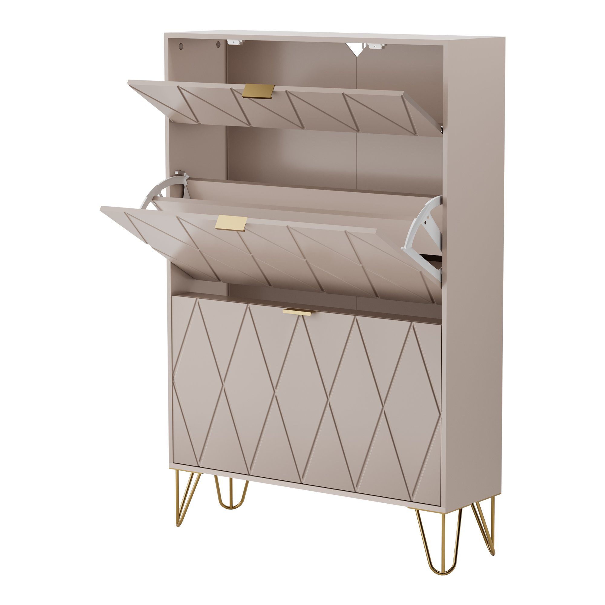 UEV Schuhschrank mit 2 Klappen Schuhregal Schukipper (Schmal Schrank. Schuhkommode im Flur) 80 x 24 x 120 cm für 16 Paar Schuhe,Platzsparend