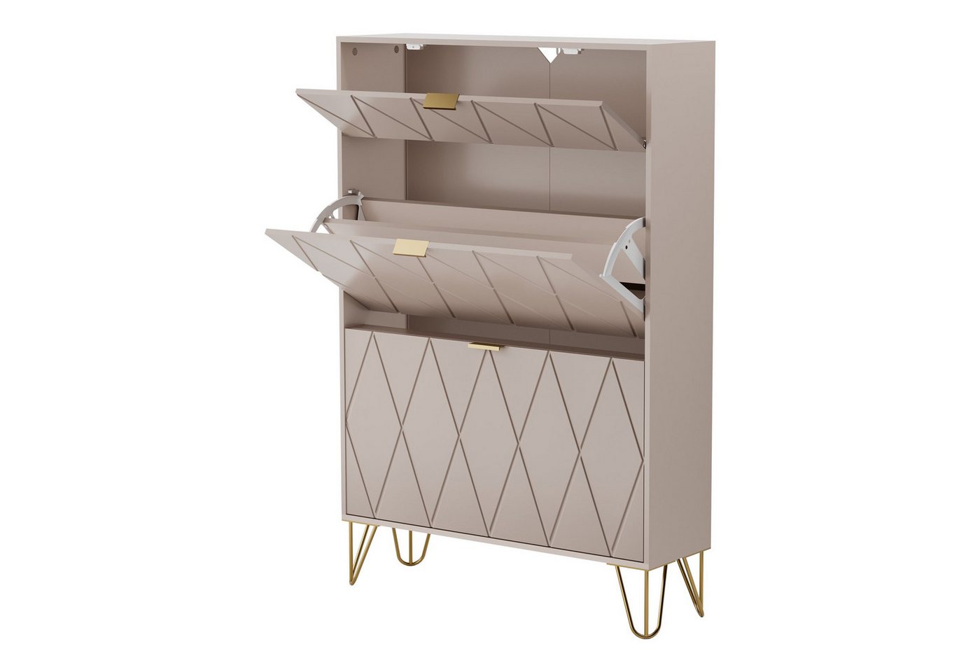 UEV Schuhschrank mit 2 Klappen Schuhregal Schukipper (Schmal Schrank. Schuhkommode im Flur) 80 x 24 x 120 cm für 16 Paar Schuhe,Platzsparend