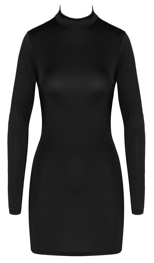 Minikleid Langarm-Minikleid mit großem Rückenausschnitt mit Ketten - schwarz